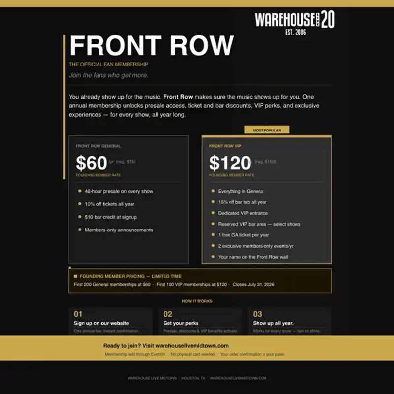 FRONT ROW MEMBERSHIP 2026-2027
